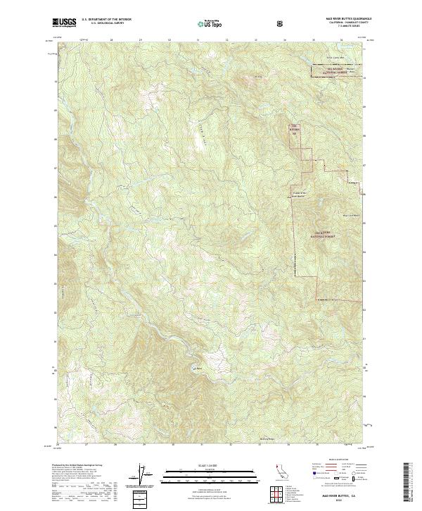 Mad River Buttes topographic map thumbnail