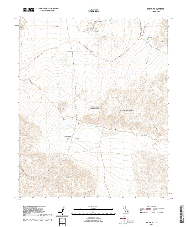 Malapai Hill 2021 topographic map thumbnail