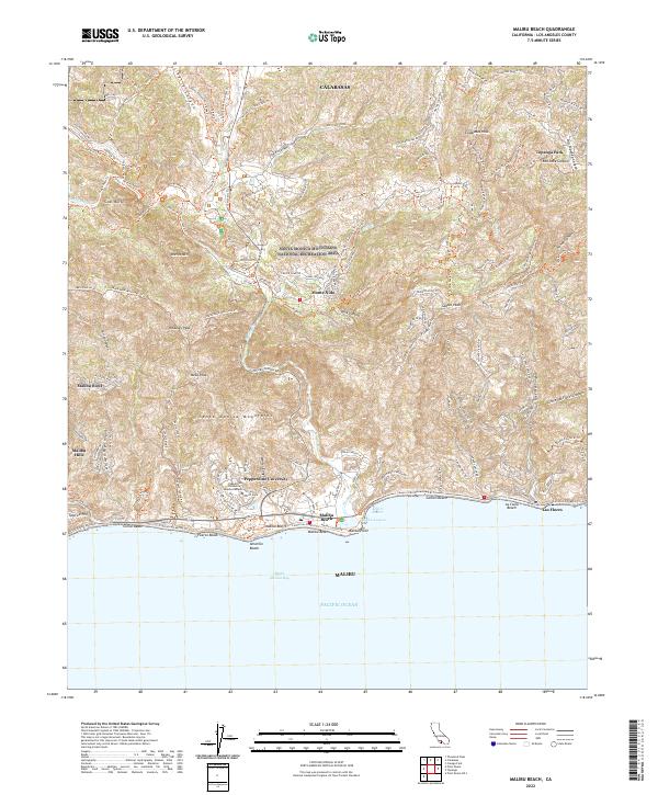 Malibu Beach topographic map thumbnail