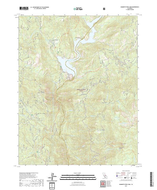 Mammoth Pool Dam topographic map thumbnail