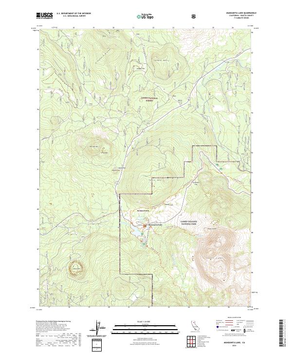 Manzanita Lake topographic map thumbnail