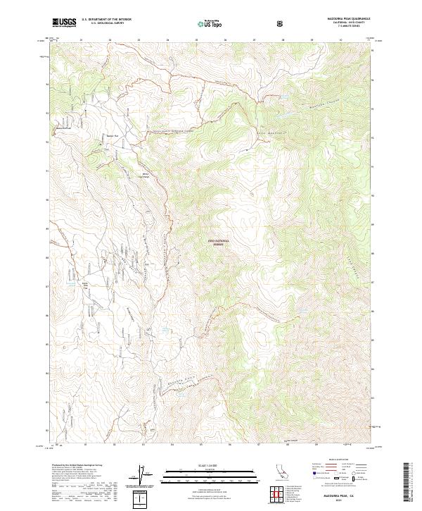 Mazourka Peak 2021 topographic map thumbnail