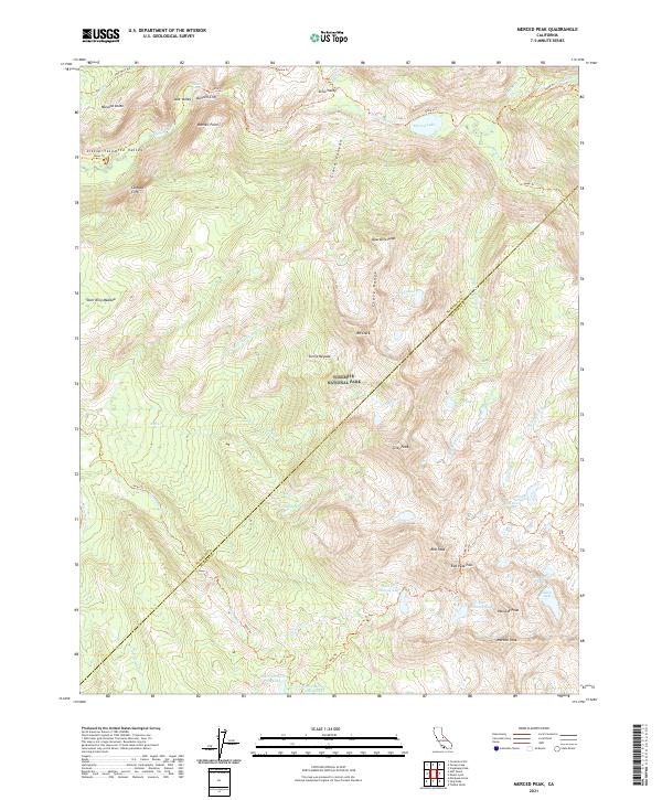 Merced Peak topographic map thumbnail