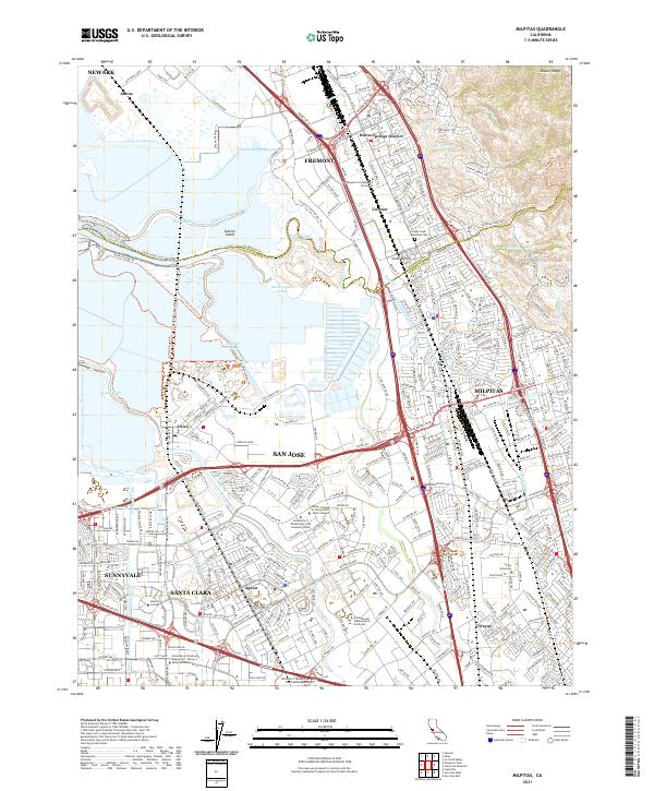 Milpitas 2021 topographic map thumbnail