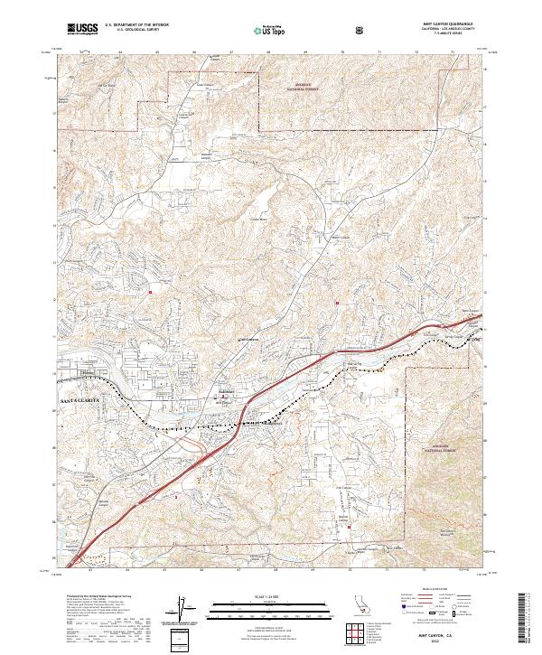 Mint Canyon 2022 topographic map thumbnail