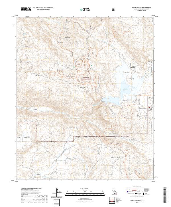 Morena Reservoir topographic map thumbnail