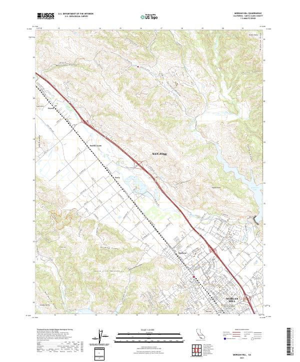 Morgan Hill 2021 topographic map thumbnail