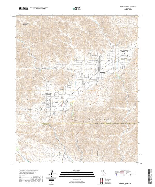 Morongo Valley 2021 topographic map thumbnail