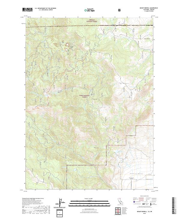 Mount Bidwell 2022 topographic map thumbnail