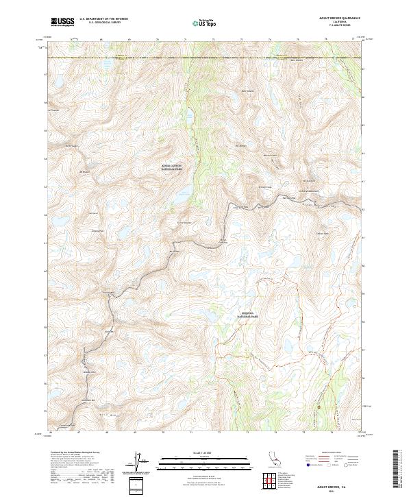 Mount Brewer 2021 topographic map thumbnail