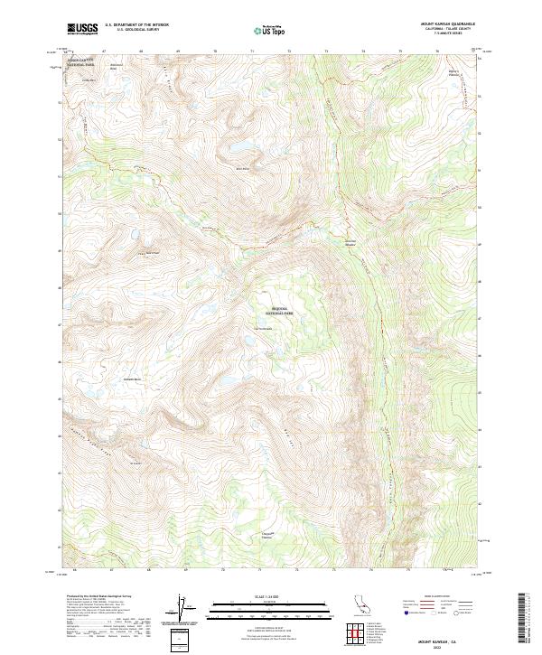 Mount Kaweah 2022 topographic map thumbnail