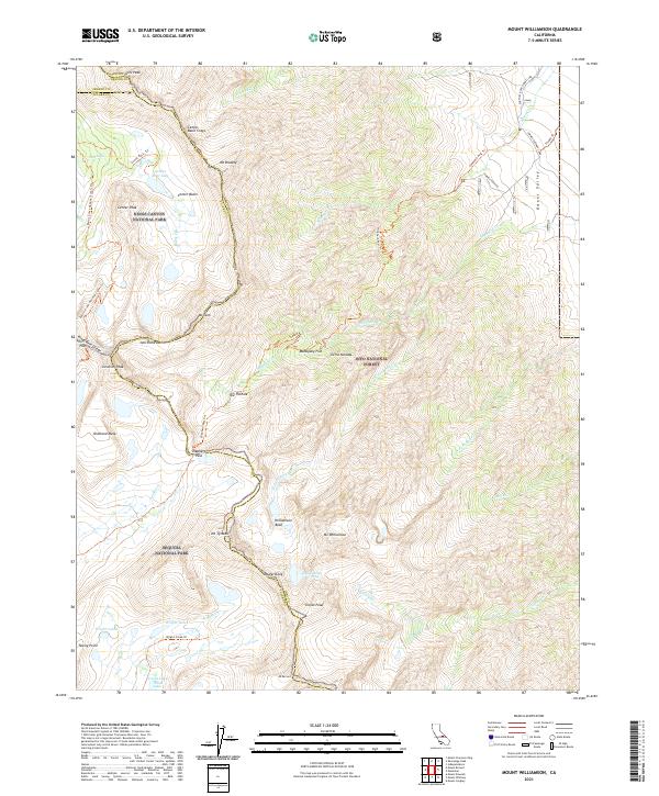 Mount Williamson 2021 topographic map thumbnail
