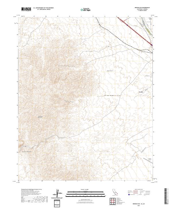 Needles SW 2021 topographic map thumbnail