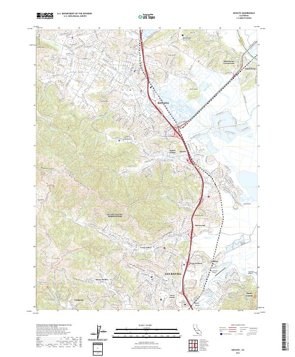 Novato 2021 topographic map thumbnail