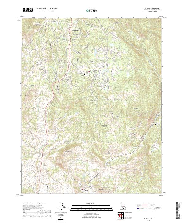 O'Neals 2021 topographic map thumbnail