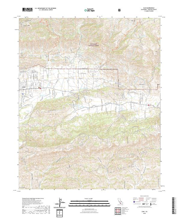 Ojai 2022 topographic map thumbnail
