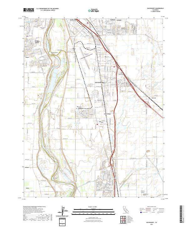Olivehurst 2021 topographic map thumbnail