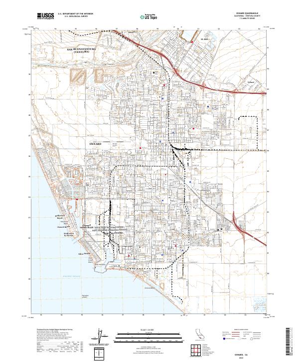 Oxnard 2022 topographic map thumbnail