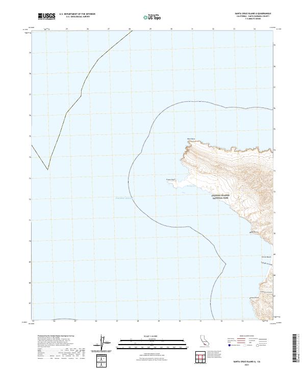 Santa Cruz Island A topographic map thumbnail