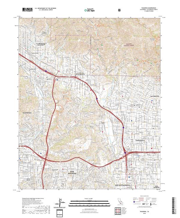 Pasadena 2022 topographic map thumbnail