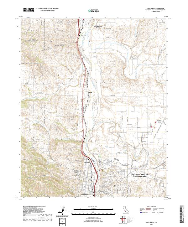 Paso Robles 2021 topographic map thumbnail