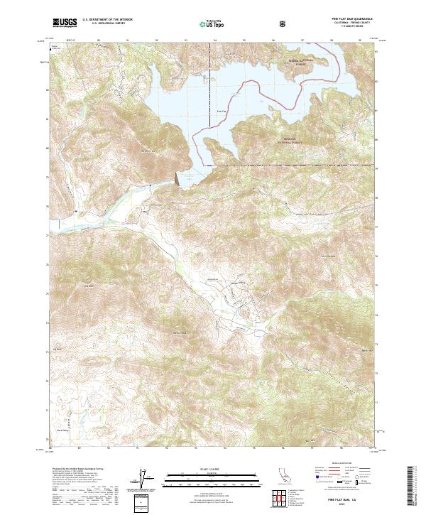 Pine Flat Dam 2021 topographic map thumbnail