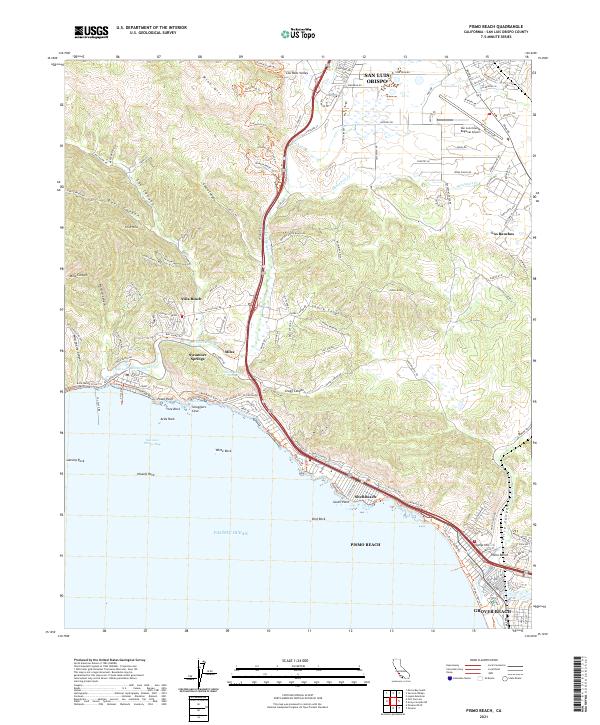 Pismo Beach topographic map thumbnail