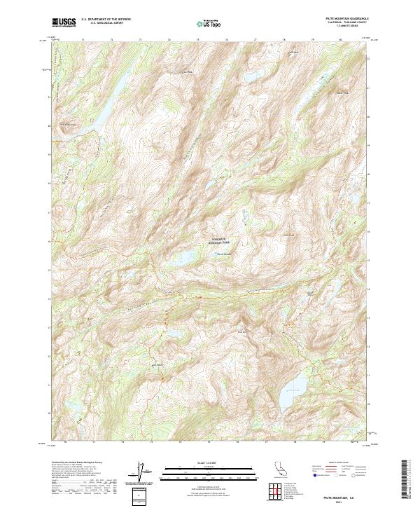 Piute Mountain 2021 topographic map thumbnail