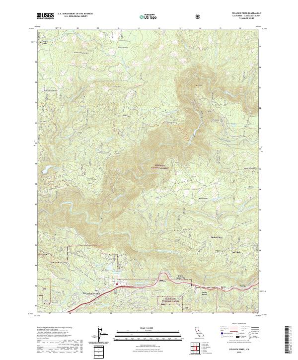 Pollock Pines topographic map thumbnail