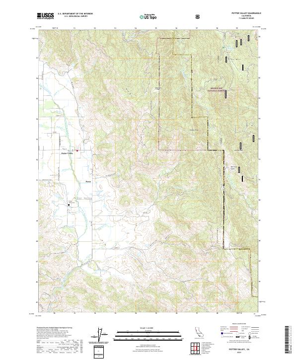 Potter Valley topographic map thumbnail