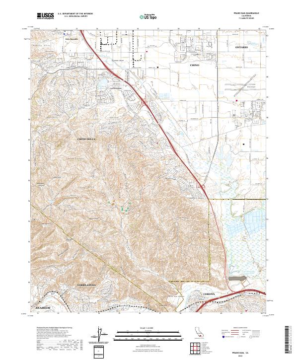 Prado Dam 2022 topographic map thumbnail