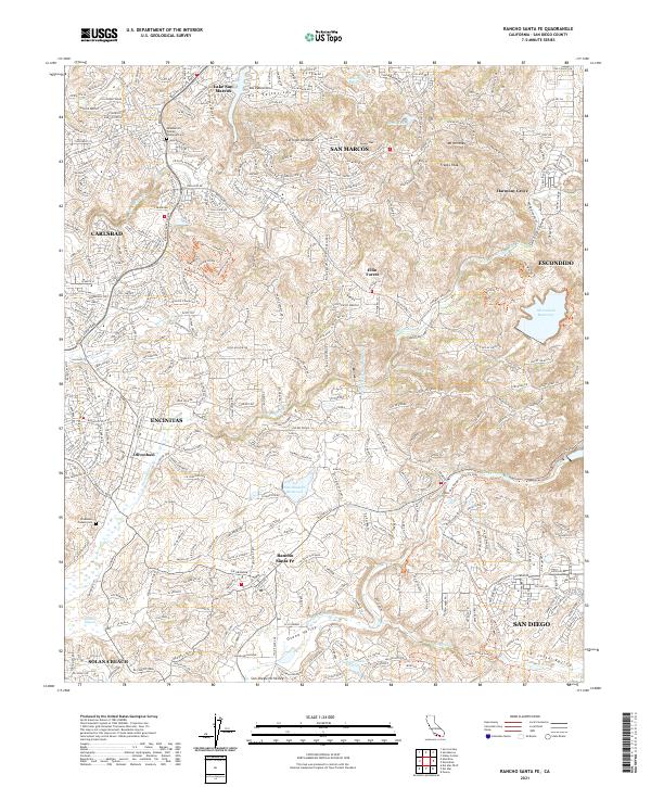 Rancho Santa Fe topographic map thumbnail