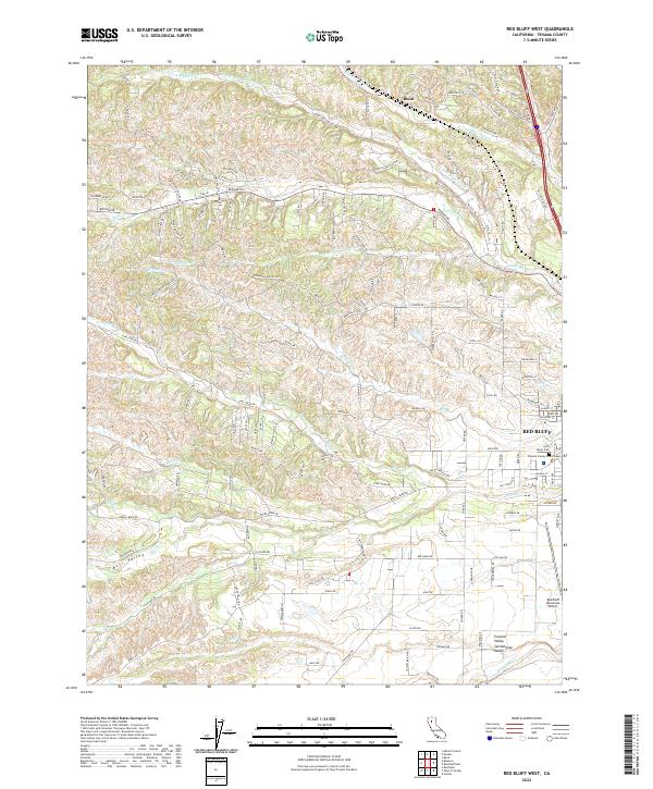 Red Bluff West 2022 topographic map thumbnail