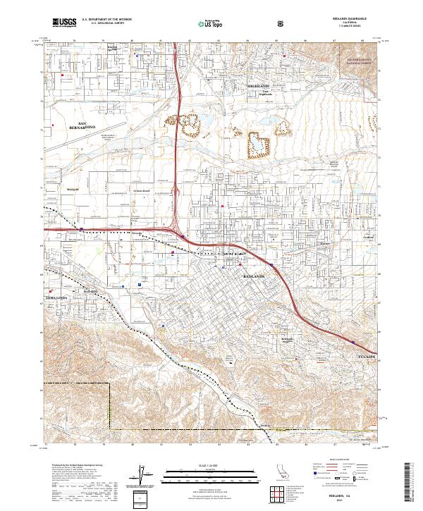 Redlands 2021 topographic map thumbnail