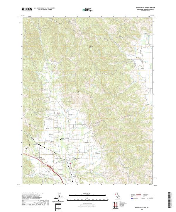 Redwood Valley topographic map thumbnail