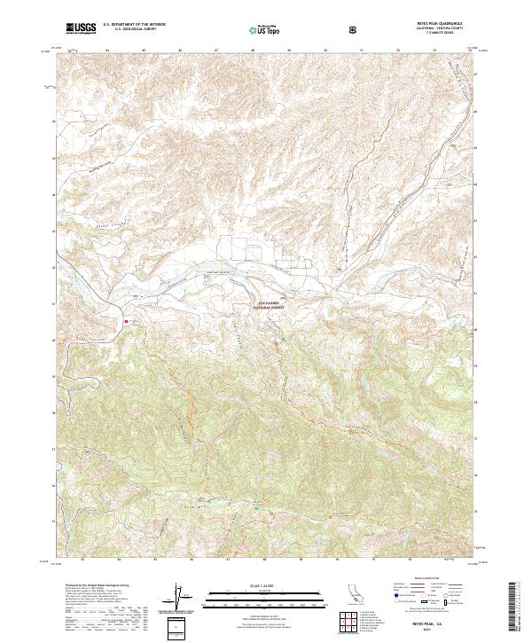 Reyes Peak 2021 topographic map thumbnail