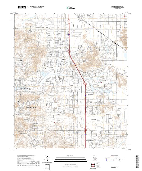 Romoland 2022 topographic map thumbnail