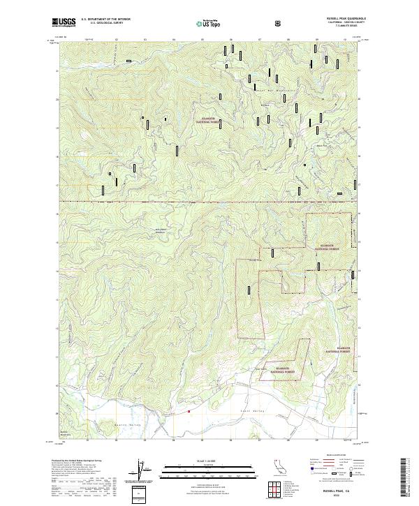 Russell Peak topographic map thumbnail