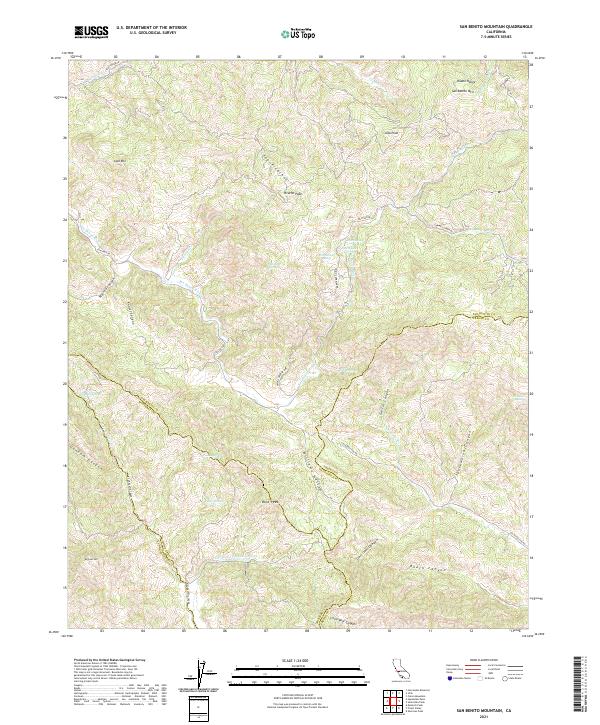 San Benito Mountain topographic map thumbnail