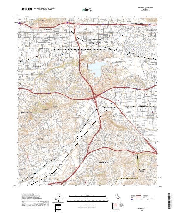 San Dimas 2021 topographic map thumbnail