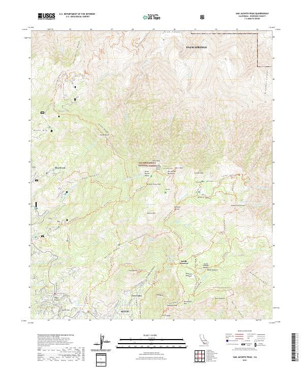San Jacinto Peak topographic map thumbnail