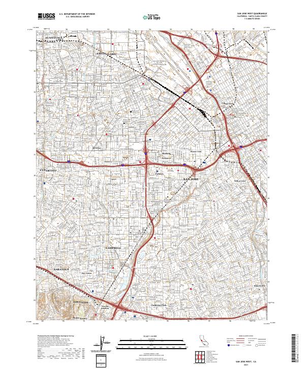 San Jose West topographic map thumbnail