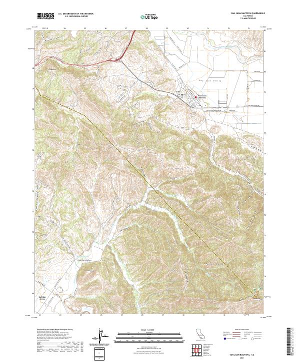 San Juan Bautista topographic map thumbnail