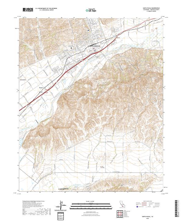Santa Paula 2022 topographic map thumbnail
