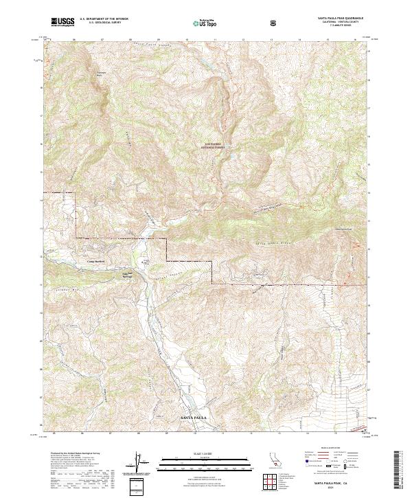 Santa Paula Peak topographic map thumbnail