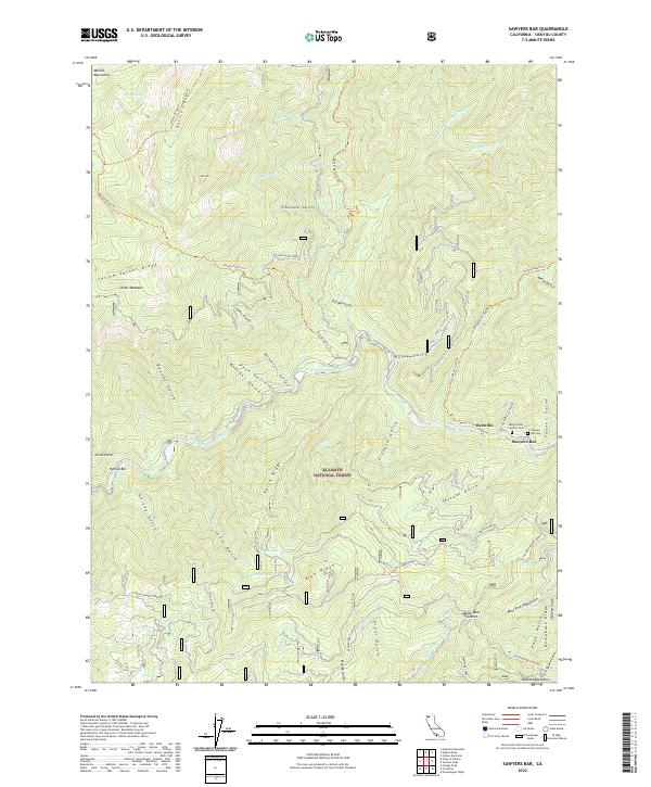 Sawyers Bar topographic map thumbnail