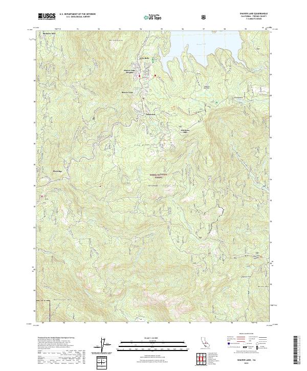 Shaver Lake 2021 topographic map thumbnail