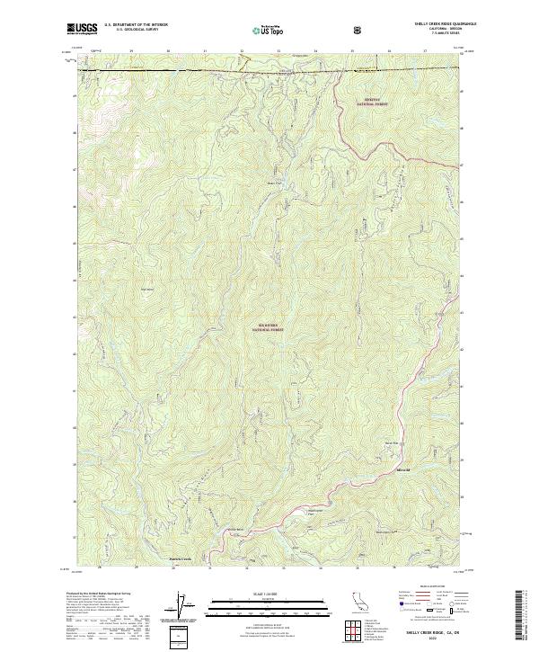 Shelly Creek Ridge topographic map thumbnail