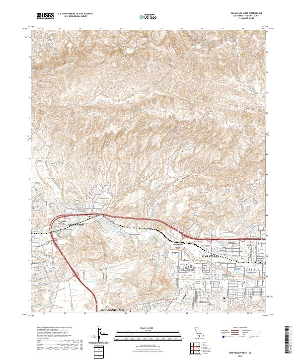 Simi Valley West topographic map thumbnail