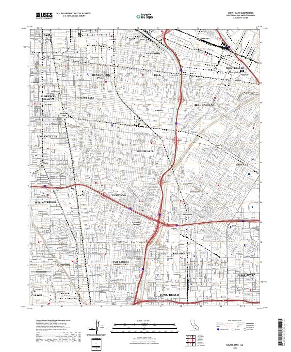 South Gate 2021 topographic map thumbnail